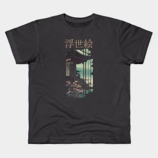 Ukiyo e Japanese Temple Kids T-Shirt